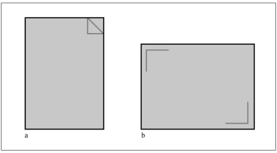 Figure 1: Default orientation and proportions of different  media: a. A4 sheet of paper, b