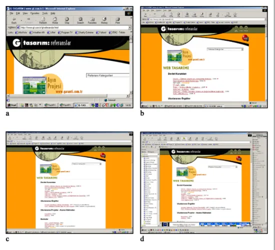 Figure 4: Various screen setups affecting the rendering of the  same web page. 