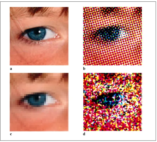 Figure 5: Close-up of the same image displayed using  different media: 