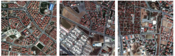 Fig. 1. Compound structures in three 500 × 500 pixel multi- multi-spectral WorldView-2 images of Ankara, Turkey.