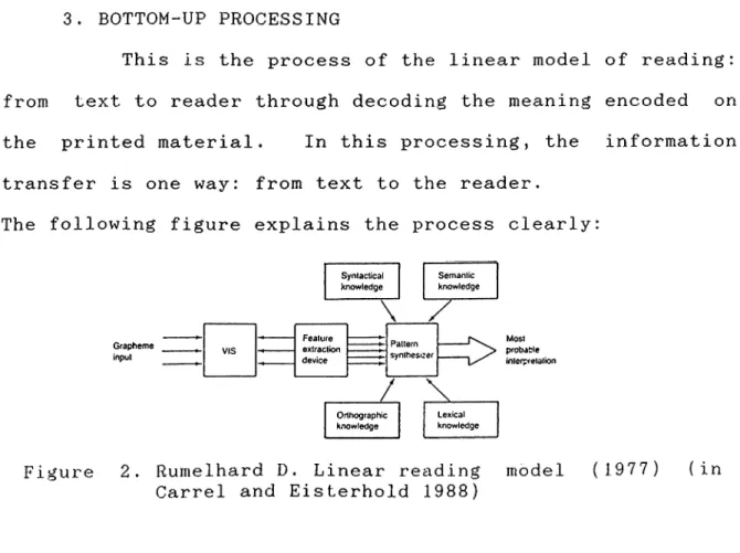 Figure  2.  Rumelhard  D.  Linear  reading  model  Carrel  and  Eisterhold  1988)