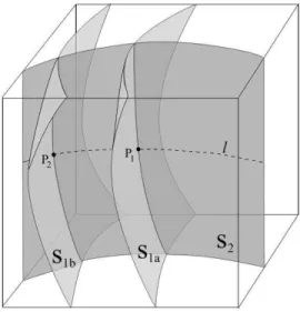 Figure 4.2: S 1a and S 1b are two nearby equipotential surfaces of first current injection pattern and S 2 is the equipotential surface of second current injection pattern