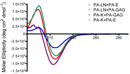 Figure 2. 12. Characterization of secondary structure of peptide amphiphiles by CD. 