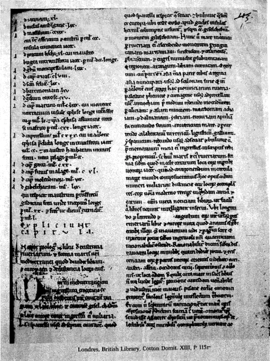 Fig.  5 . The earliest known portolan-text of the Early Modem Times. Page from the  Liber  de  Existencia  Riveriarum  et  Fonna  Maris  nostril  Mediterranei,  Pisa,  circa 