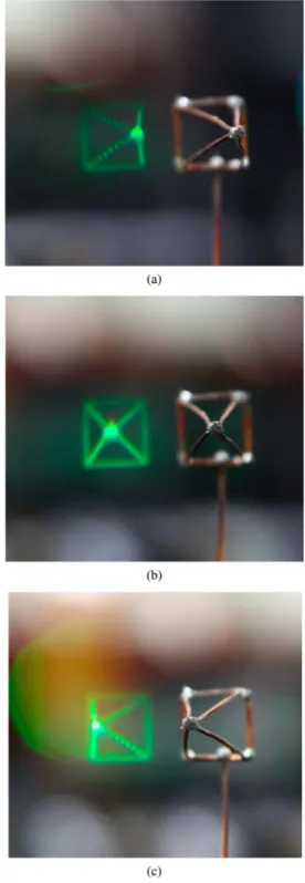 Fig. 3. Optical reconstructions from a curved array of SLMs:
