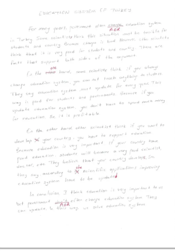Figure 4. An example of the group writing activity 