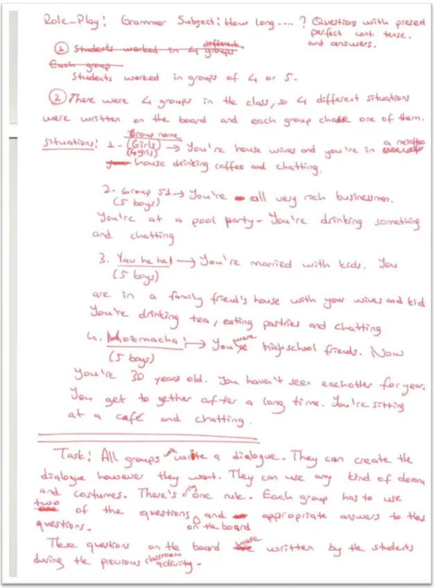 Figure 8. Instructor’s draft for the role-playing activities 