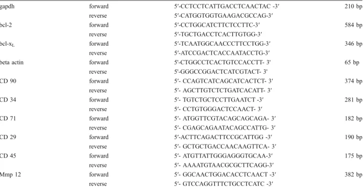 Table 1 Primers and the product size of the genes