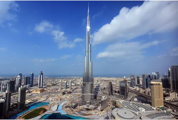 Figure 1. Burj Al Khalifa [Photo] Retrieved from:http://www.grayline.com/tours/dubai/dubai-with-burj- from:http://www.grayline.com/tours/dubai/dubai-with-burj-al-arab-and-burj-khalifa-5884_35 
