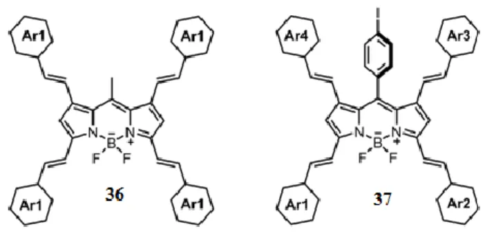 Figure 36: A schematic representation of tetra-styryl BODIPY derivatives. 