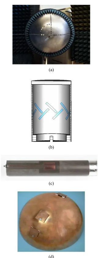 Figure 1. The selected structures for benchmarking  process in 2007; (a) parabolic waveguide array (Saab  Microwave Systems AB), (b) Circular-cylindrical  waveguide array with omnidirectional radiation  pattern (University of Madrid), (c) cylindrical  axia