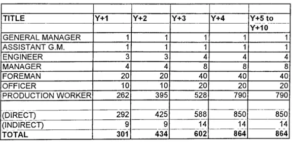 Table  10:  Manpower Requirements