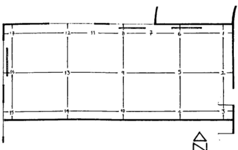Fig.  4.20.  Plan and measurement locations for thermal environment (Studio F309)