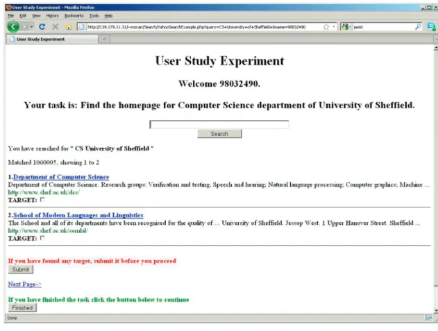 FIG. 5. The search interface of the user study.