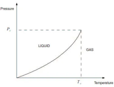 Figure 1.2: Transition between liquid and gas phases as a function of pressure and time