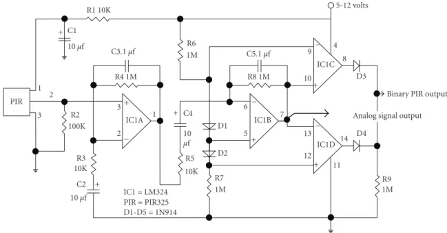 Figure 5: The circuit diagram for capturing an analog signal output from a PIR sensor.