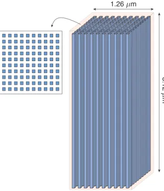 Figure 1: An optical metamaterial involving long metallic rods placed inside a dielectric box.