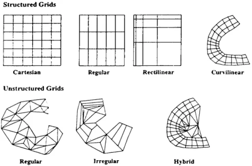 Figure  2.1:  Types  of grids  encountered  in  volume  rendering. 