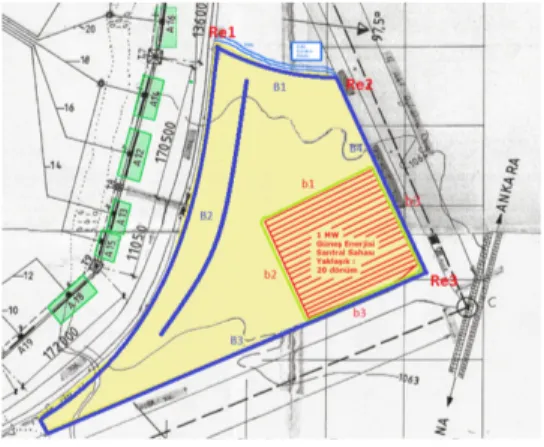 Fig. 1. Map showing two candidate areas for solar panel installation.