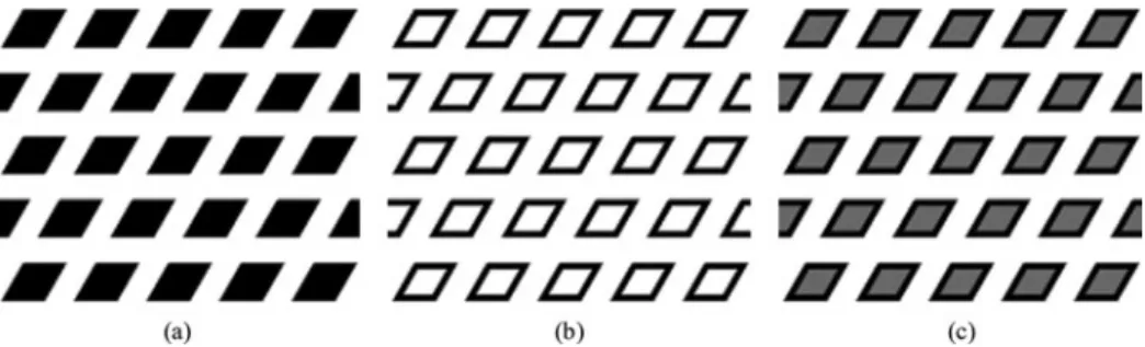 Figure 8. PC structure for a hexagonal lattice (a) LiNbO 3 square nanorods, (b) core-shell-type LiNbO 3 square nanorods, and (c) core-shell-type LiNbO 3 square nanorods of nematic LC-infiltrated in an air background.
