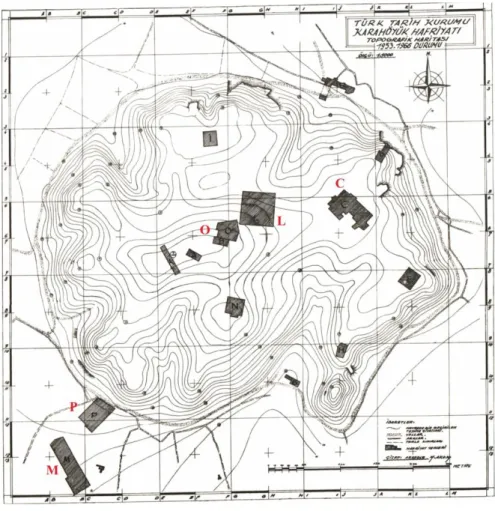Fig. 1. Plan of Karahöyük-Konya, showing the trenches where stamp seal  impressions were found 