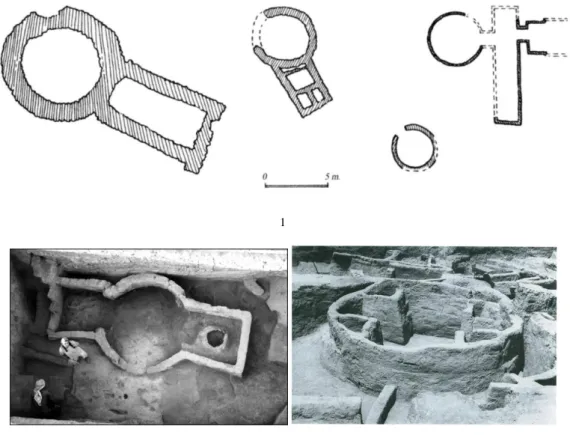 Figure  7.  Various  types  of  tholoi  from  Halaf  Sites:  Fig.  1  from  various  Halaf  sites  (after  Frangipane,  2007:  fig