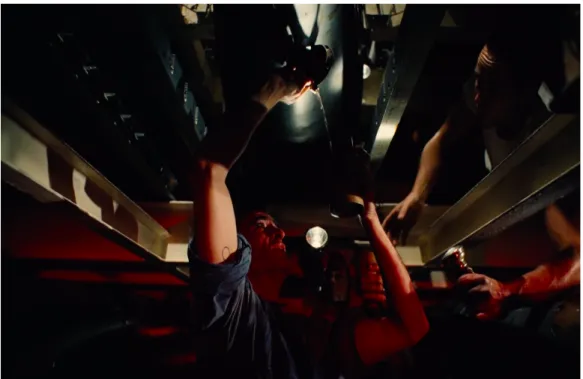 Figure 13. Freddie Quell (Joaquin Phoenix) extracts torpedo juice 