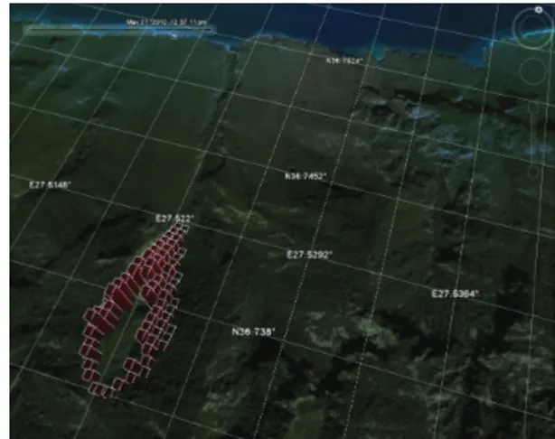 Figure 3: Screenshot from a flame length animation in Google  Earth TM 