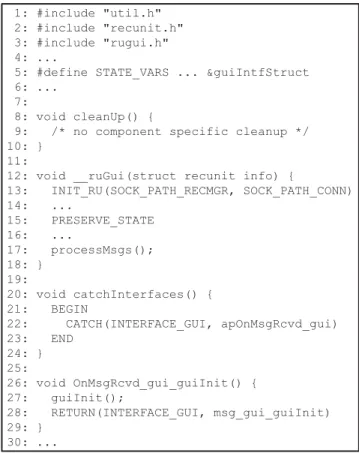 Figure 6. RU Wrapper code for RU GUI.