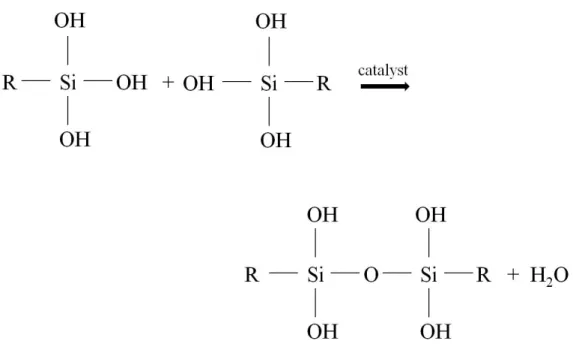 Figure 2.3: Condensation mechanism for silicate monomers.