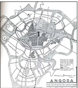 Figure 3.17 - Zoning in the Jansen Plan (Cengizkan, 2004, p. 67) 