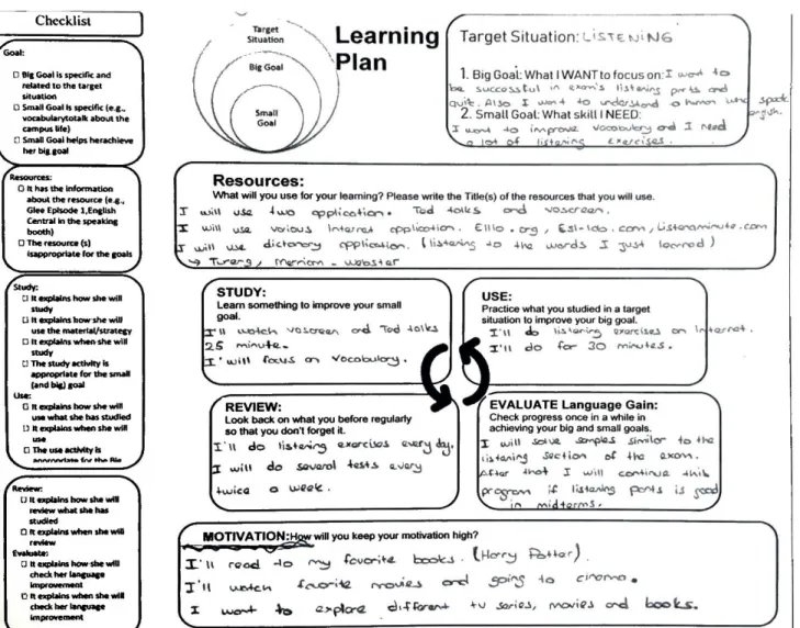Figure 1. The learning plan of one of the participants