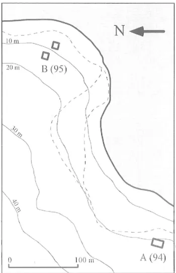 Fig. 1  :  Emplacement des zones A et B. 