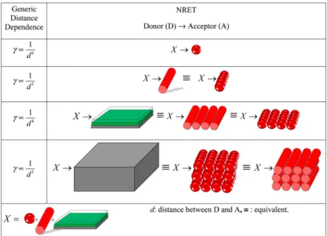 Table 1 summarizes the energy transfer rates in the long distance and dipole approximation for all combinations and all possible arrayed architectures presented in this work