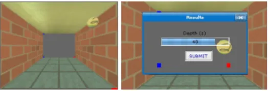 Figure 6: Left: The scene used in the objective experiment. (Red bars and blue bars show the boundaries in z and y, respectively.) Right: Submission of the results.