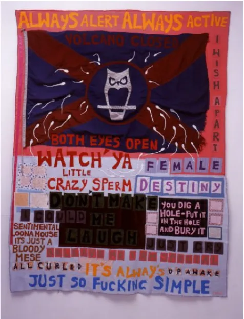 Figure 12: Tracey Emin, Volcano Closed, 2001, appliquéd blanket. 