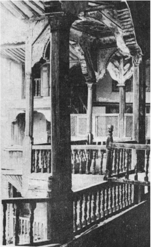 Fig. 3 Sedat Hakki Eldem, Perspective from inner sofa in a multi-story konak (in  Turkish Houses, Istanbul 1984)