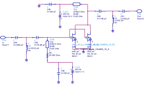 Figure 2.4: The test circuit that is used to compare conjugate matching and load matching.