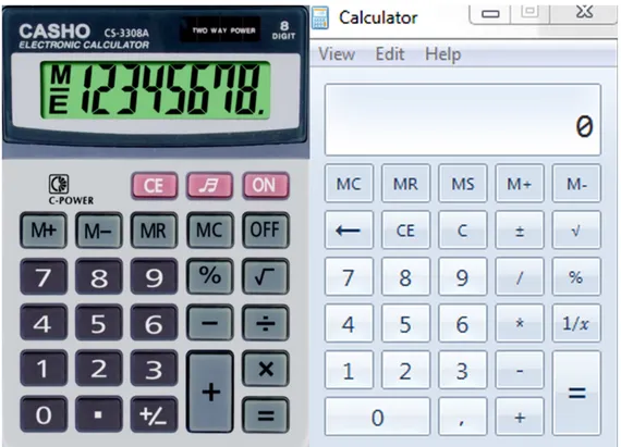 Figure 2.2 - Physical calculator vs. virtual calculator. 