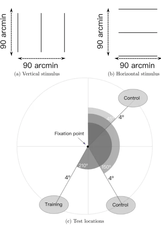 Figure 2.2: Stimulus specifics: The height and width of the stimulus was 90’, which corresponds to 1.5 degree