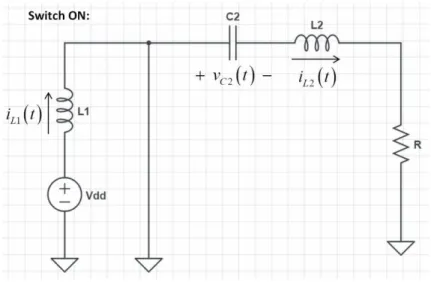 Fig. 2.8 shows the schematic for the switch-on case for the amplifier model 2.