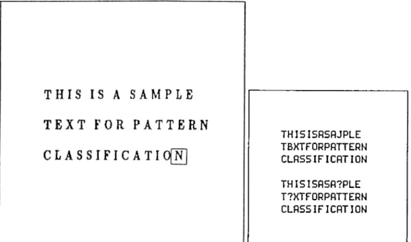 Figure  4.9:  ImageS,  a  512  x  512  pixel  image  of English  text  (left),  the  clcissifica- clcissifica-tion  results  with  P R E P l  for  Th  =   0  (right  top),  and  for  Th  =   2  (right  b ottom ).