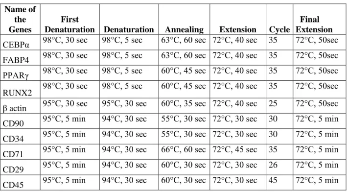 Table 3.4 RT-PCR conditions 