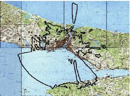 Fig. 6. 70 dB (uV/m) coverage contour of Camlca, Istanbul (N 41  01 0 40 00 , E 29  04 0 08 00 ) analog TV station at UHF band with 40 dBW eective radiated power.
