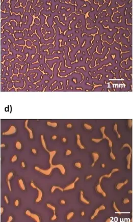 Figure 3-7. Dewetting process of Cu evaporated on  Si/SiO 2  surface. (a)-(b) Surface  morphology after 45 mins