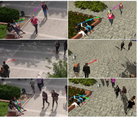 FIGURE 11 Still frames from a 40-s video. Left column: the real video, and right column: the simulation result