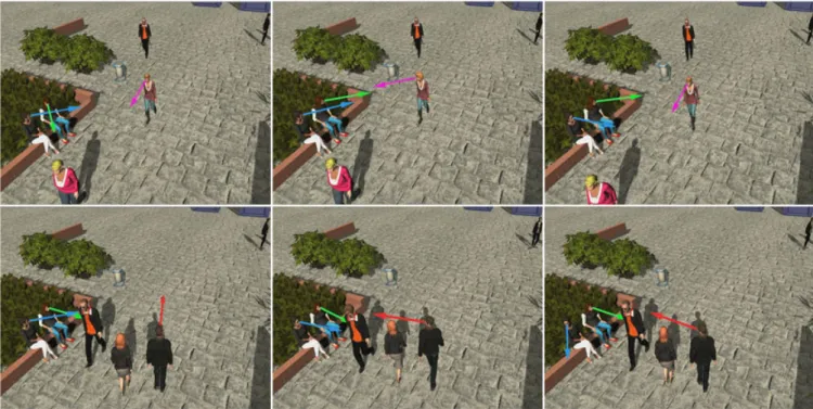 FIGURE 13 Left: standard simulation, middle: increased proximity weight, and right: increased orientation weight