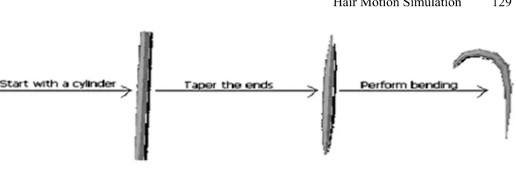 Fig. 2. The process of modeling an individual hair strand in SHM 
