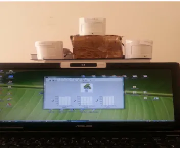 Fig. 5. Setup of the hand gesture detection and recognition system (3  differential PIR sensors and a laptop’s camera) 