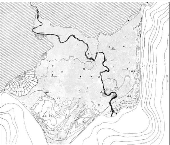 Figure 1: Developmental stages of the Göksu plain, phase I showing the first stage                     (after Bener, 1967: fig